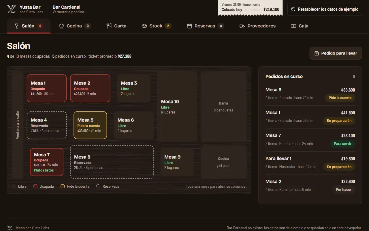 A screen from the Yusta Bar demo
