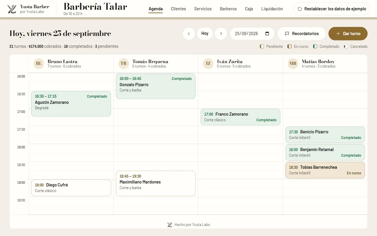 A screen from the Yusta Barber demo