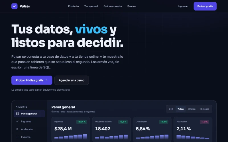 The Pulsar page, as it looks when you open it