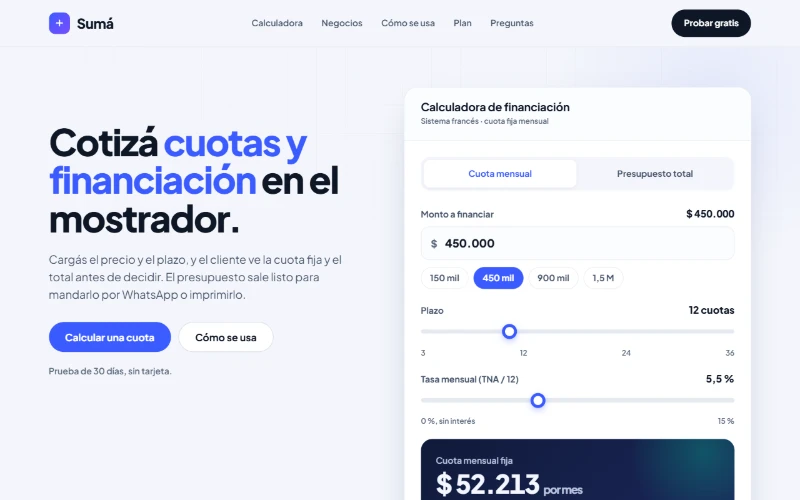 The Sumá page, as it looks when you open it