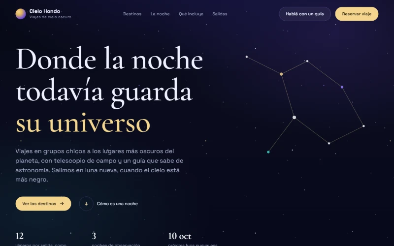 The Cielo Hondo page, as it looks when you open it
