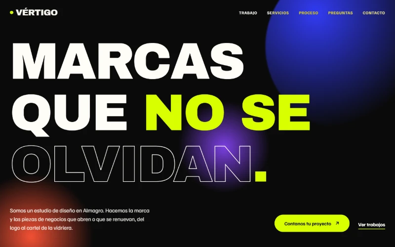 The Vértigo page, as it looks when you open it